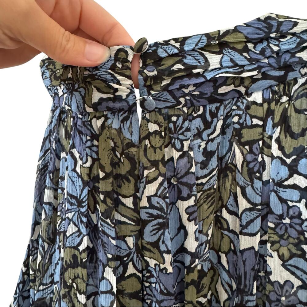 Veronica Beard Florencia Floral Print Silk Chiffon Maxi Dress Blue Size 12 - Picture 9 of 10